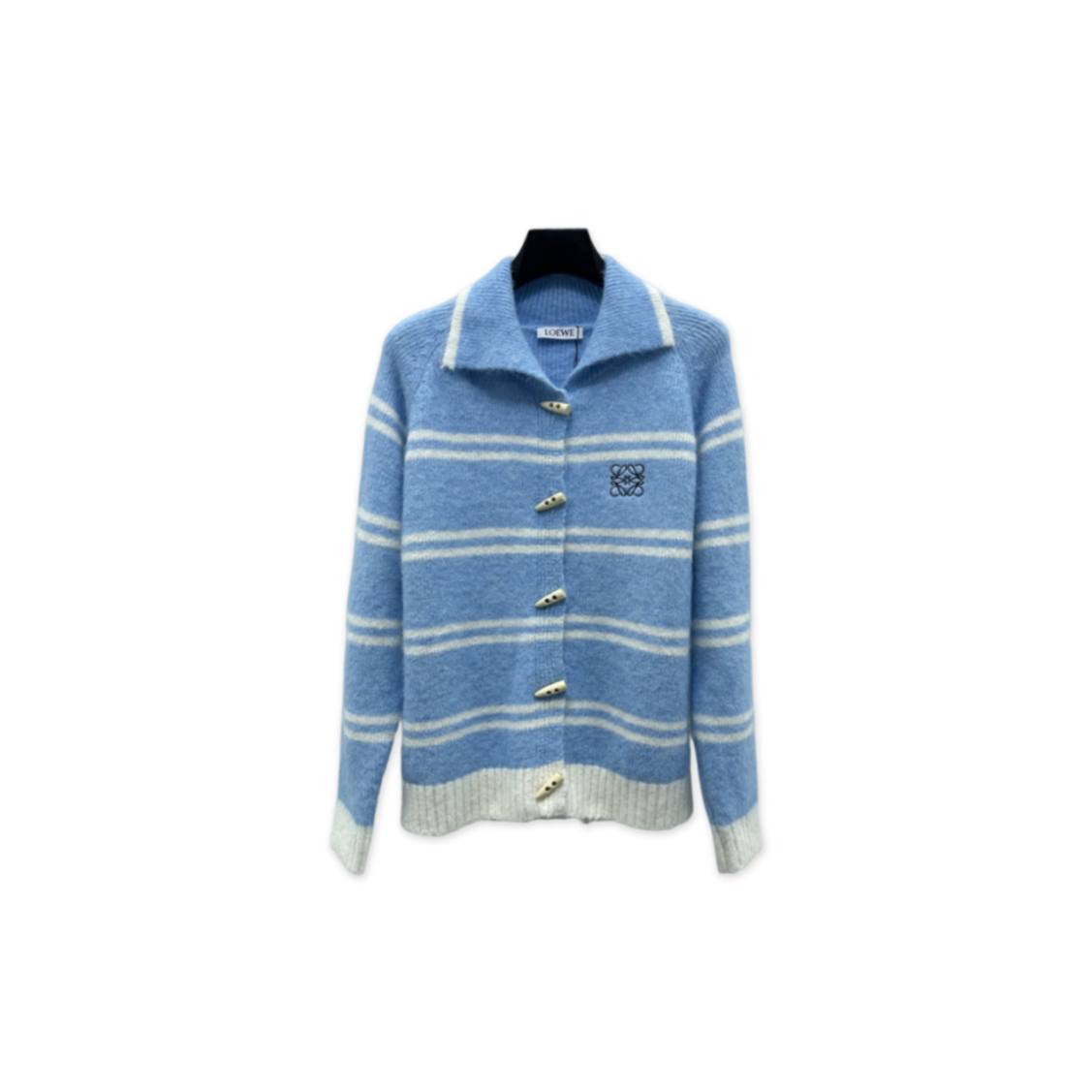 L0ew* collared striped long-sleeved cardigan